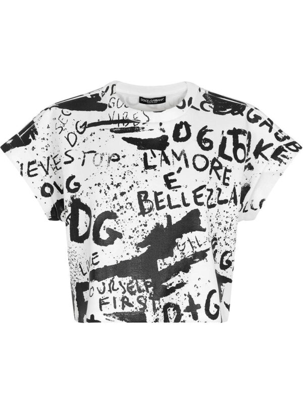 Dolce & Gabbana  stretch-design cropped slogan-print T-shirt