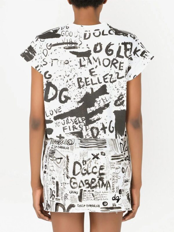 Dolce & Gabbana  stretch-design cropped slogan-print T-shirt - Image 4