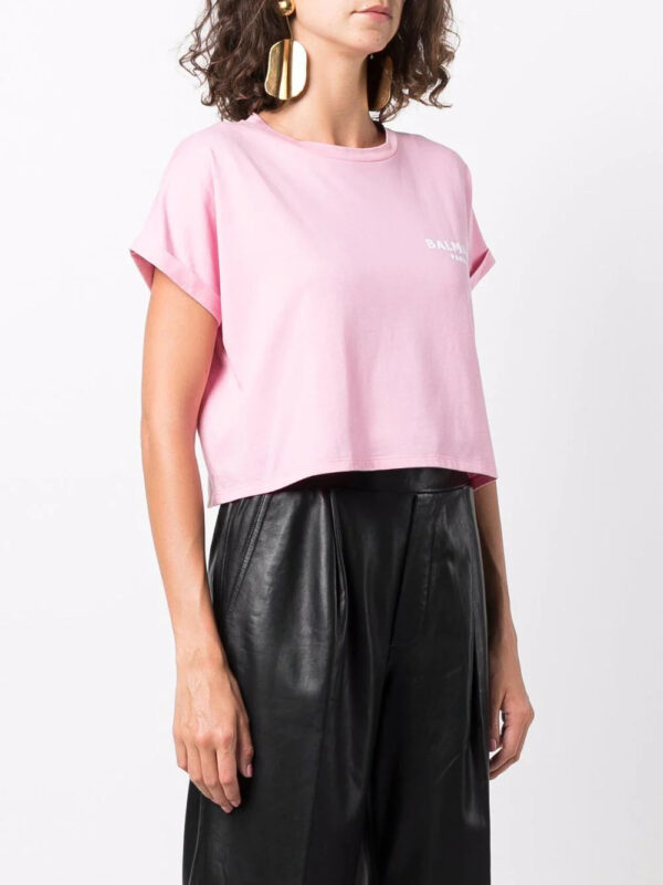 Balmain  logo-print cropped T-shirt - Image 3