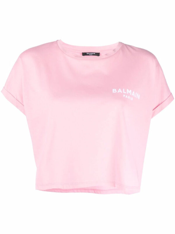 Balmain  logo-print cropped T-shirt