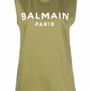Balmain button-embellished logo tank top