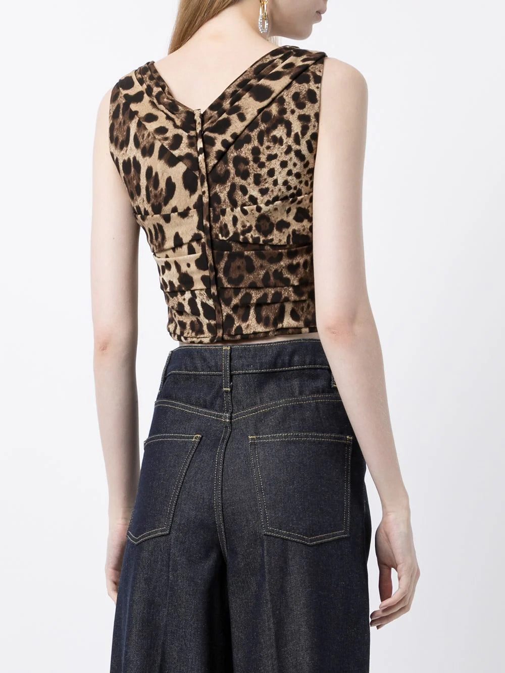 Dolce & Gabbana leopard-print draped crop top - Image 4