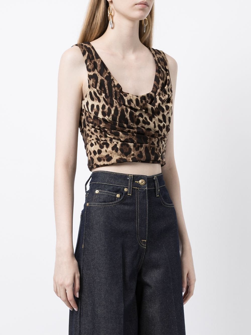 Dolce & Gabbana leopard-print draped crop top - Image 3