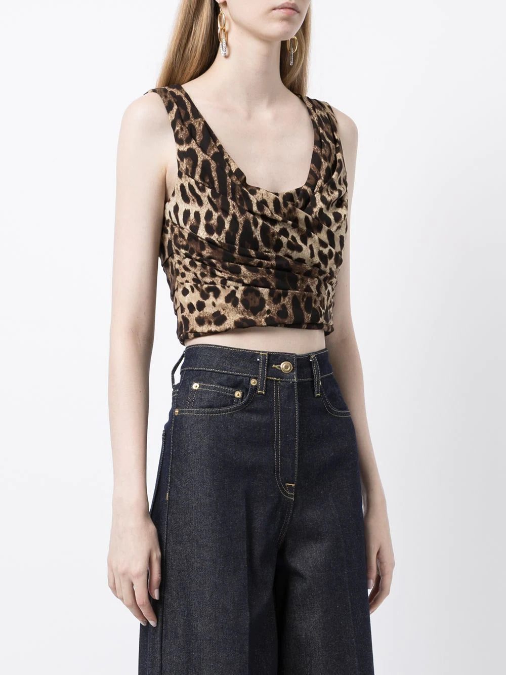 Dolce & Gabbana leopard-print draped crop top - Image 3