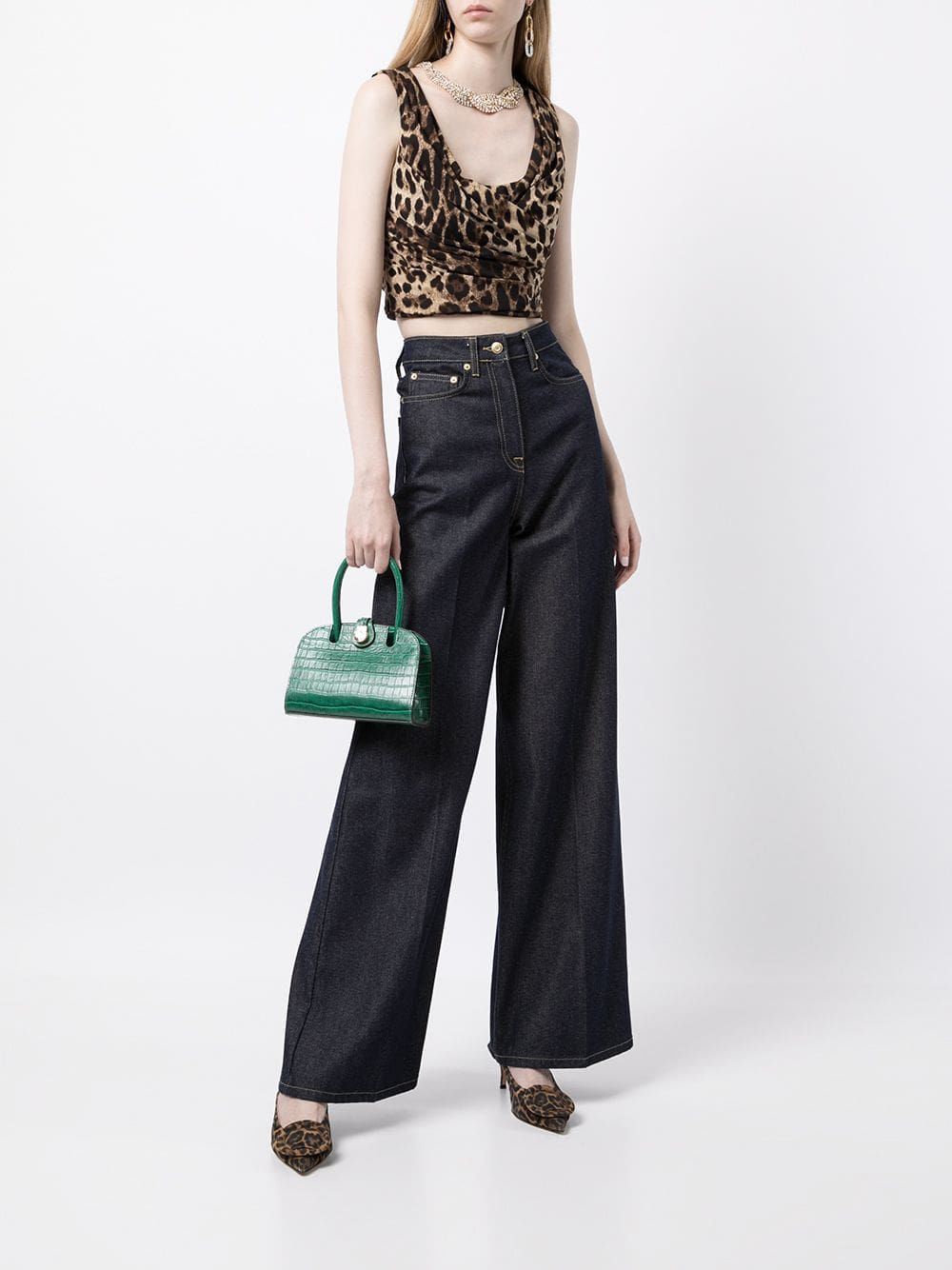 Dolce & Gabbana leopard-print draped crop top - Image 2