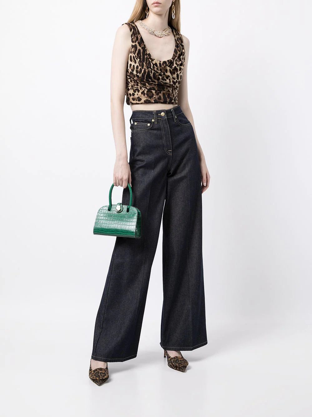 Dolce & Gabbana leopard-print draped crop top - Image 2