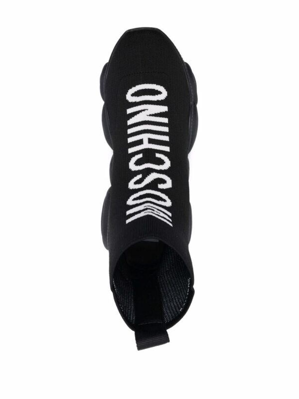 Moschino logo intarsia-knit high-top sneakers - Image 4