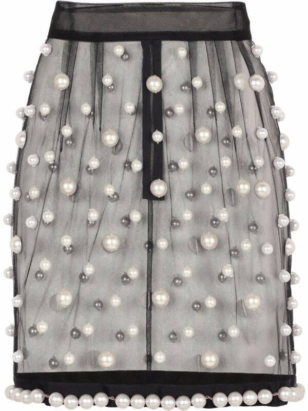 Dolce & Gabbana  faux-pearl embellished sheer skirt