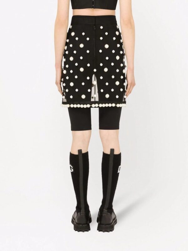 Dolce & Gabbana  faux-pearl embellished sheer skirt - Image 4