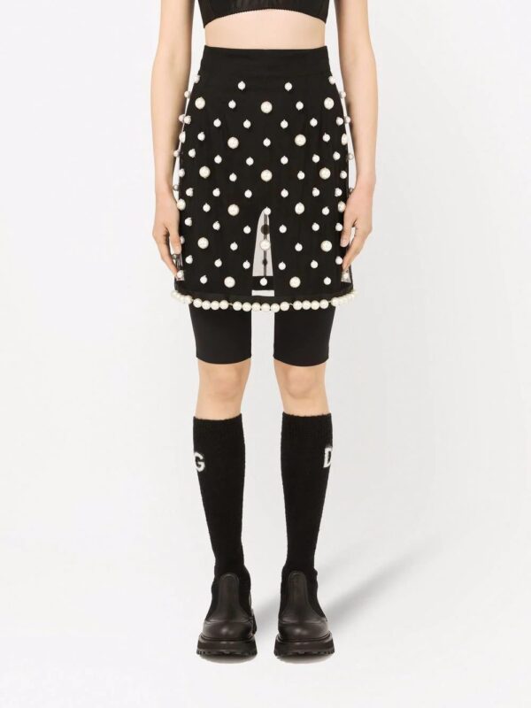 Dolce & Gabbana  faux-pearl embellished sheer skirt - Image 3