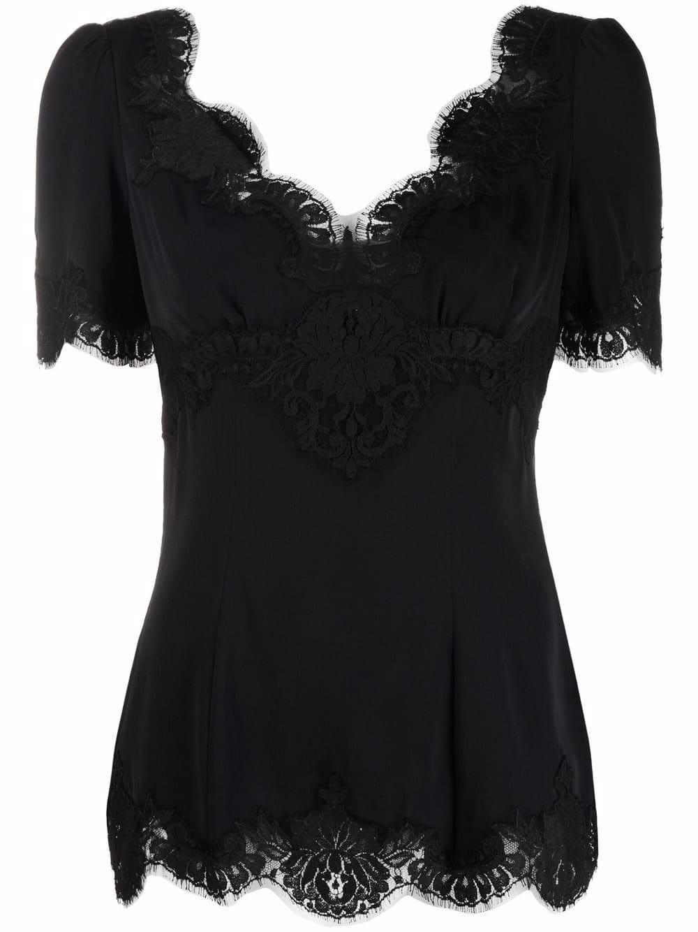 Dolce & Gabbana lace-trim V-neck blouse