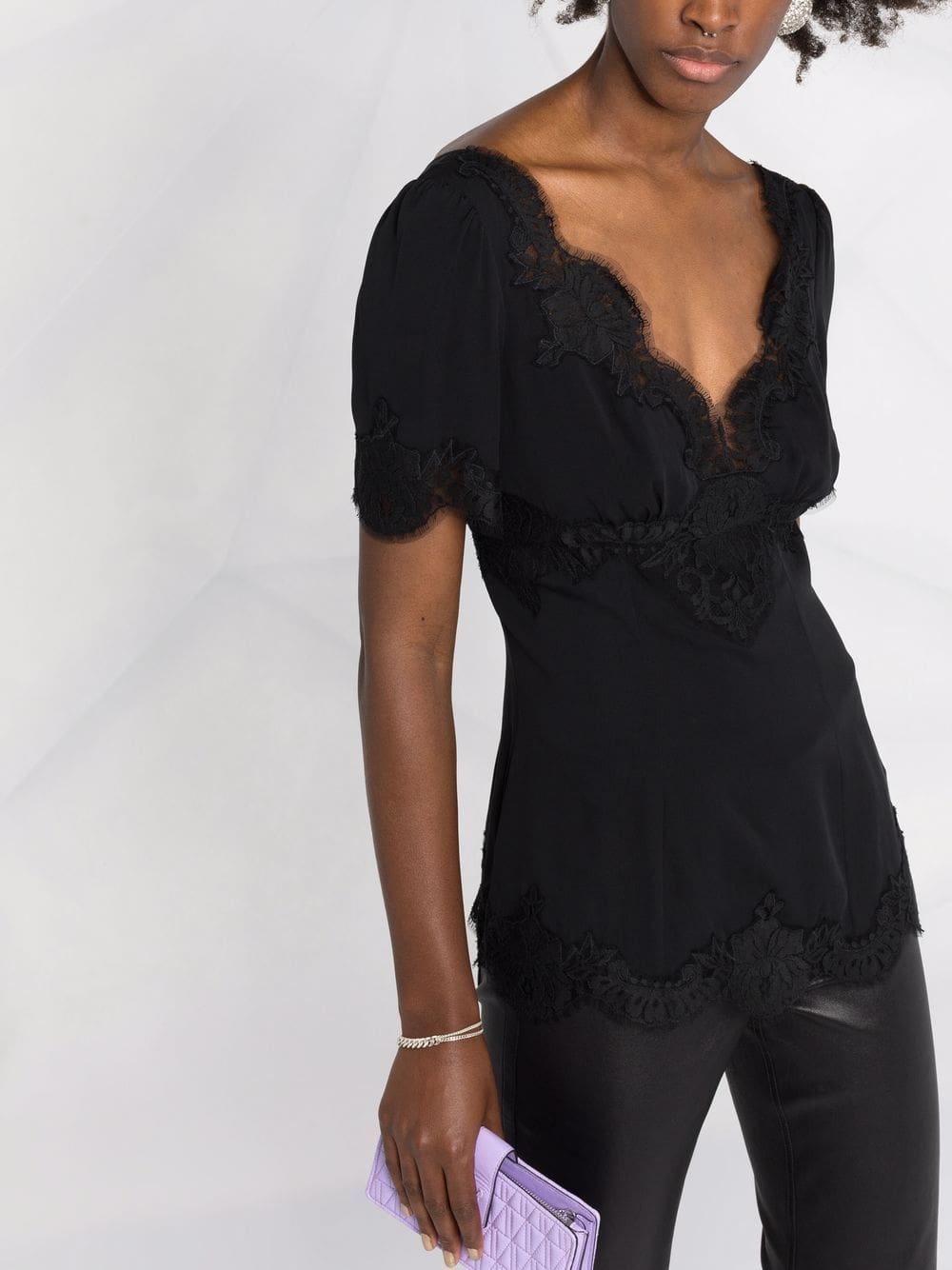 Dolce & Gabbana lace-trim V-neck blouse - Image 5
