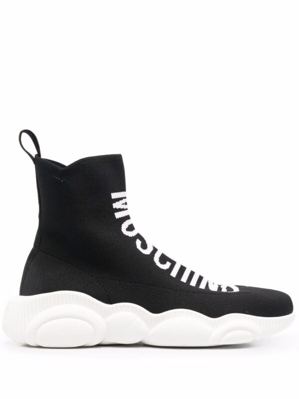Moschino logo intarsia-knit high-top sneakers