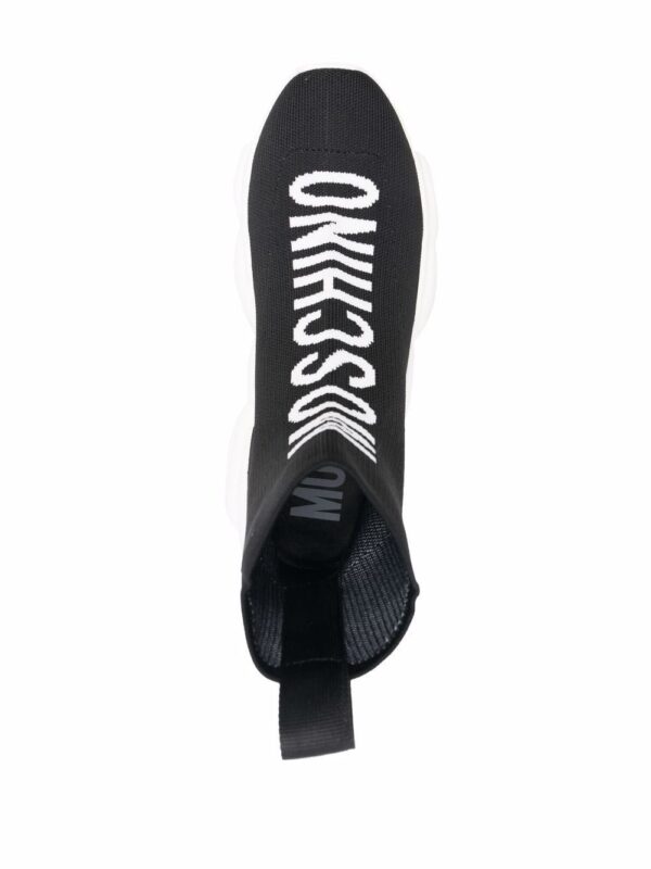 Moschino logo intarsia-knit high-top sneakers - Image 4