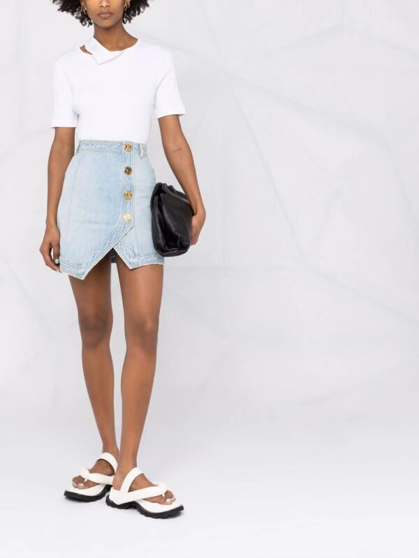 Balmain  button-embellished denim skirt - Image 2