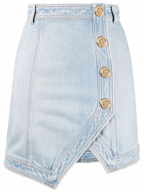 Balmain  button-embellished denim skirt