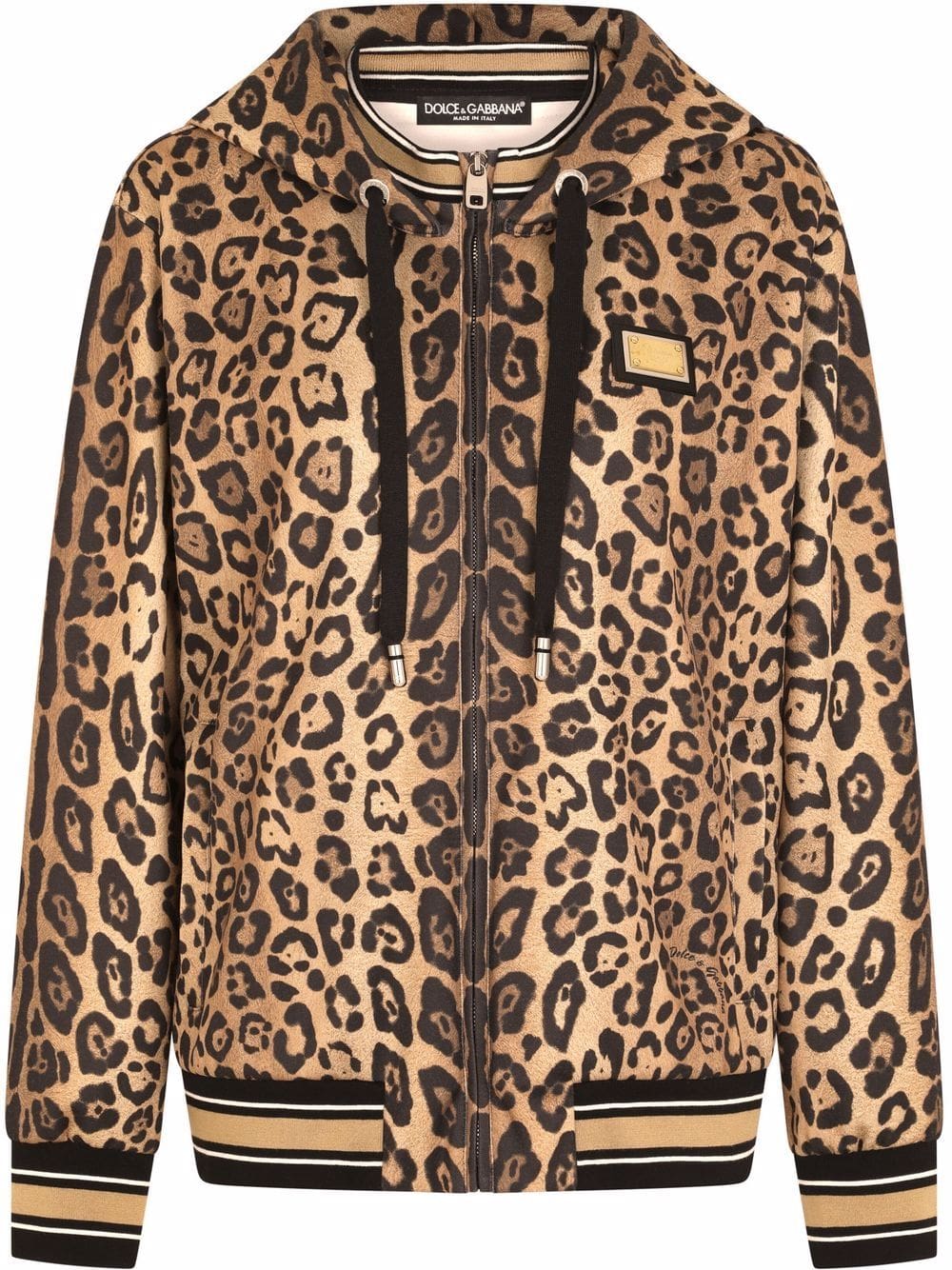 Dolce & Gabbana leopard-print zip-up hoodie