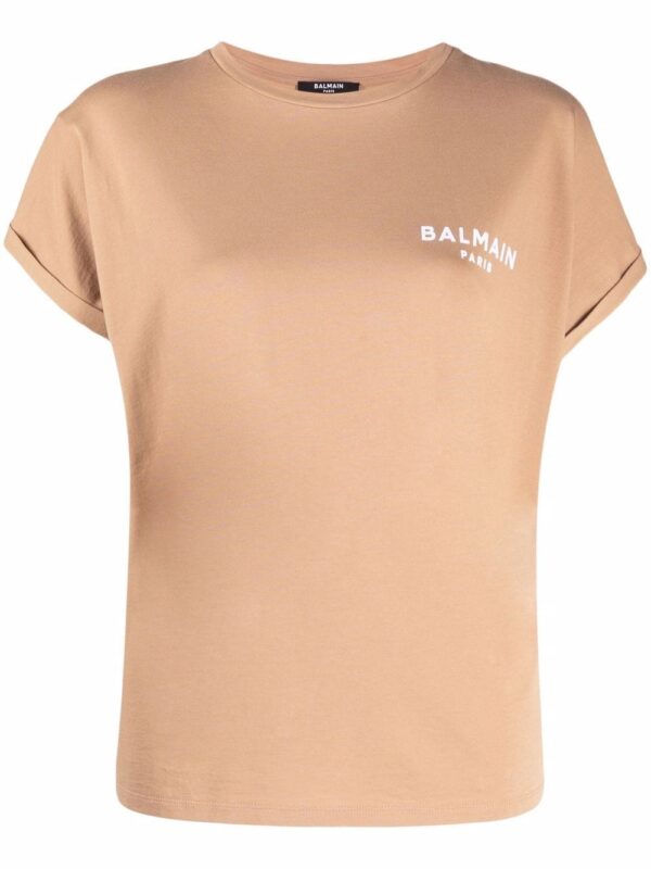Balmain  flocked logo cotton T-shirt