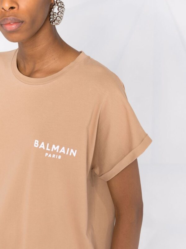 Balmain  flocked logo cotton T-shirt - Image 3