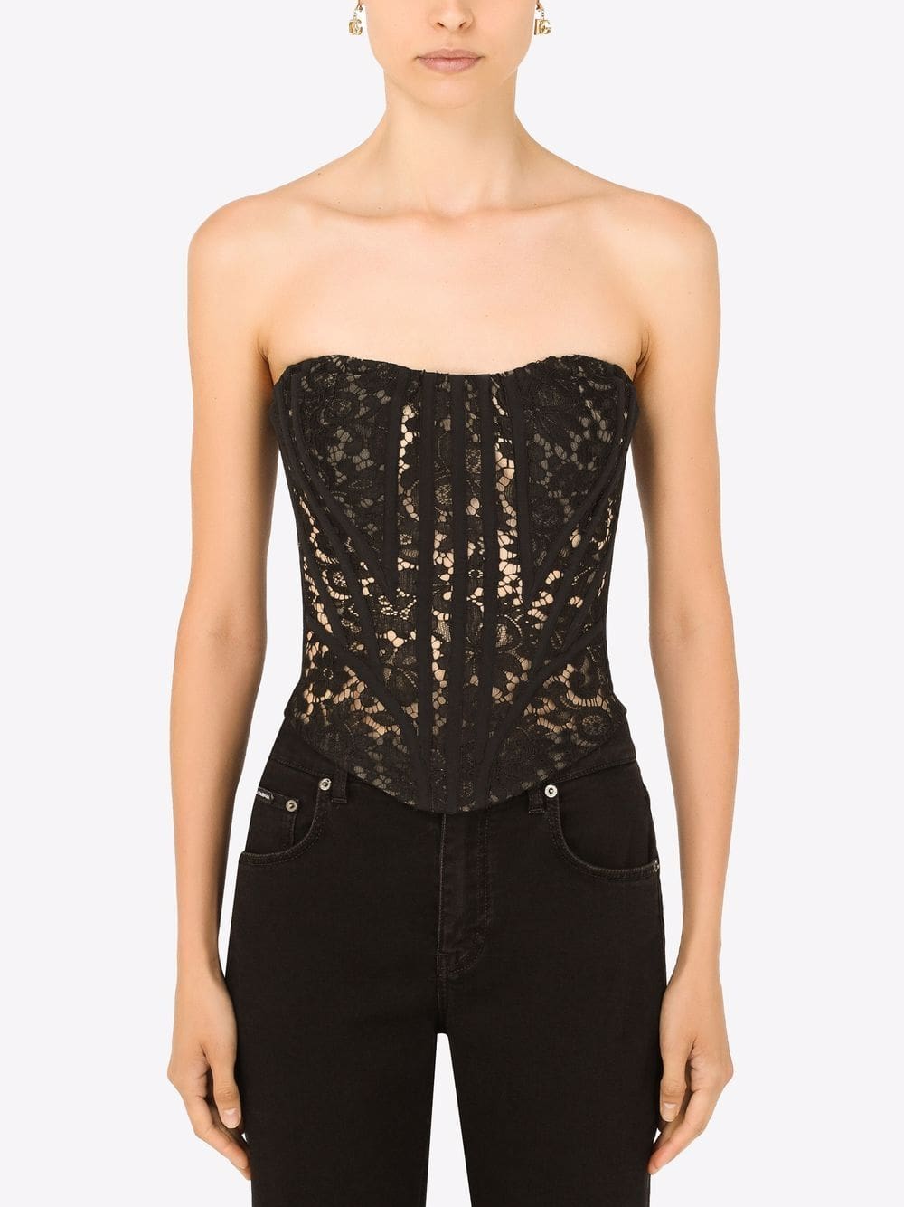 Dolce & Gabbana eyelet-detail lace bustier top - Image 3