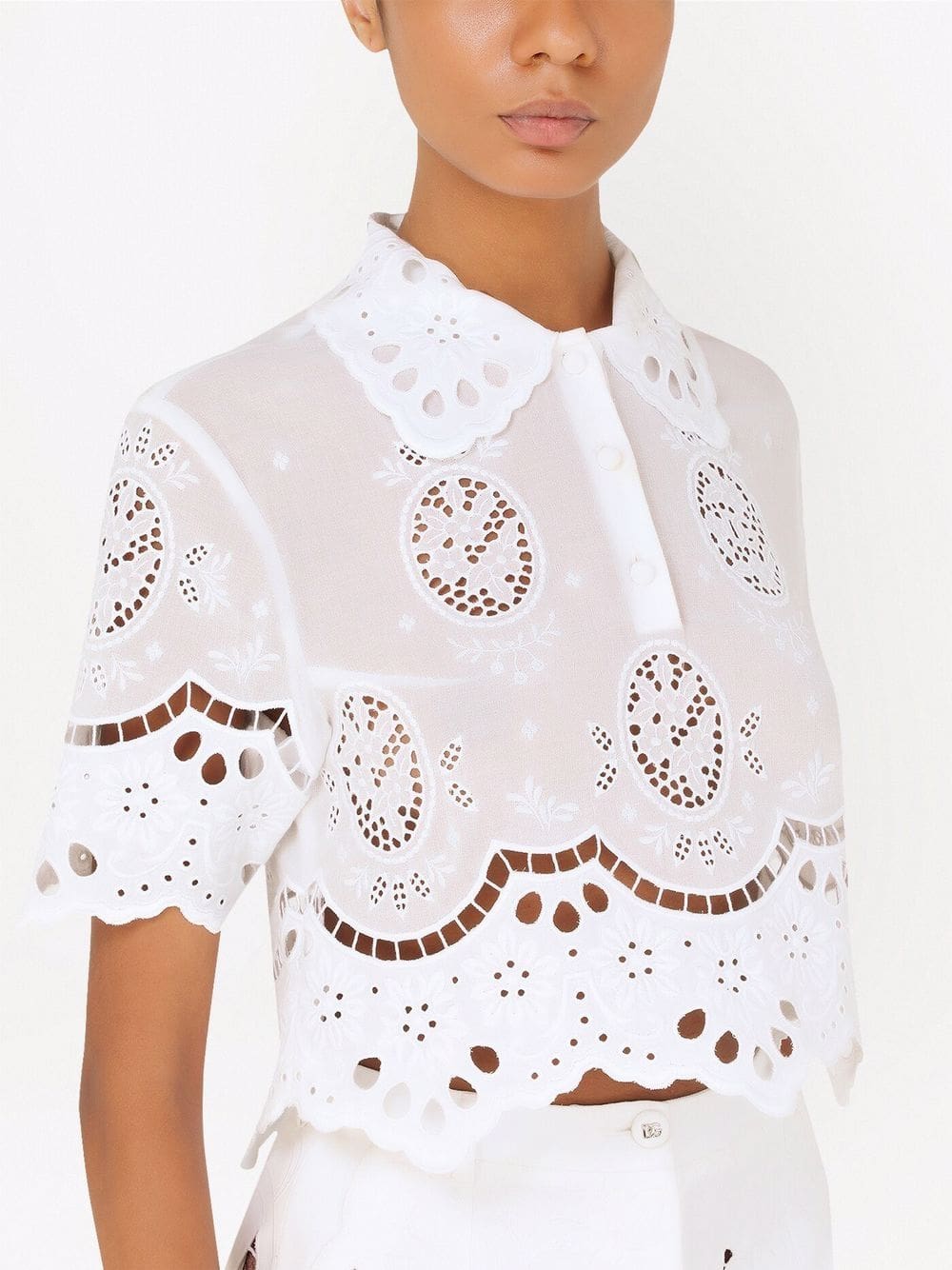 Dolce & Gabbana embroidered gauze polo shirt - Image 5