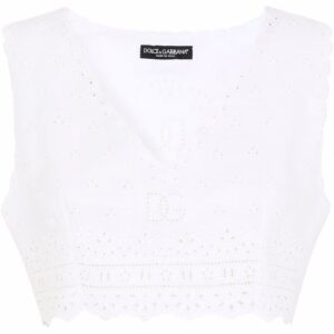 Dolce & Gabbana embroidered linen crop top