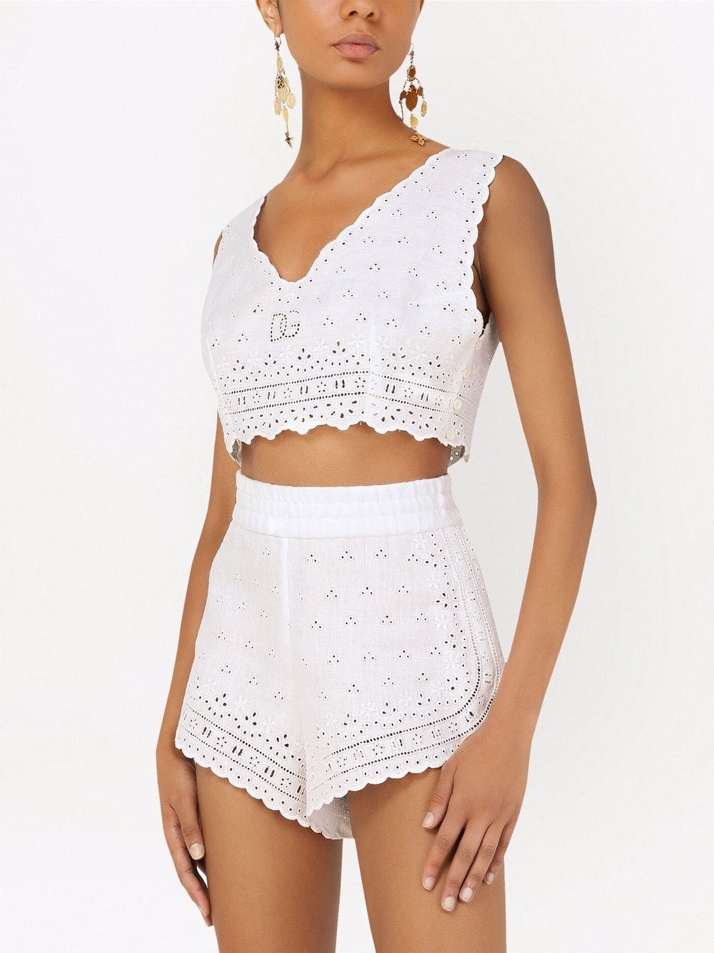 Dolce & Gabbana embroidered linen crop top - Image 5