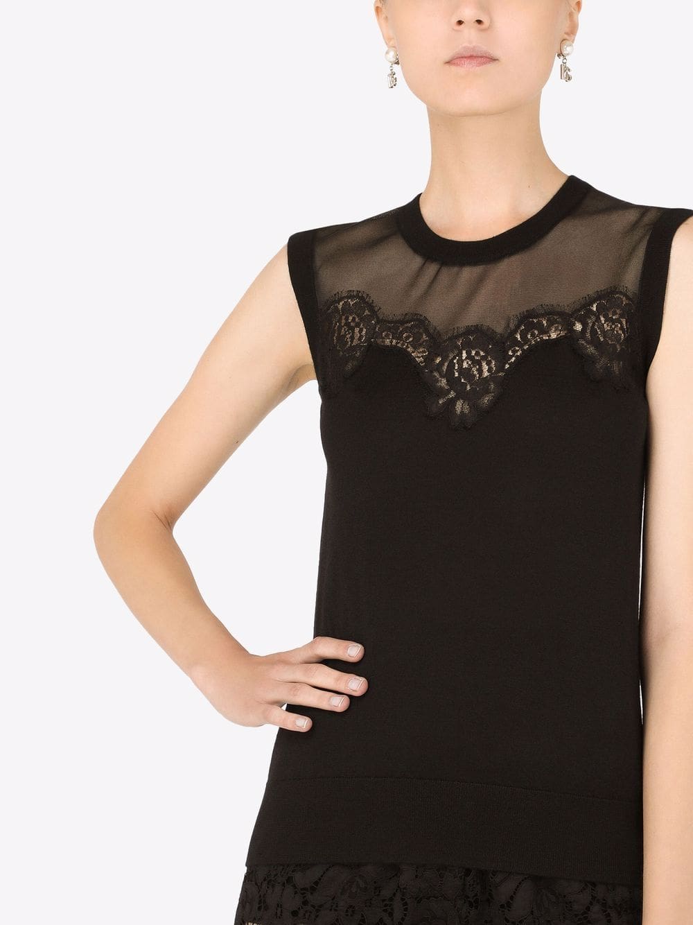 Dolce & Gabbana lace-detail sleeveless jumper - Image 5