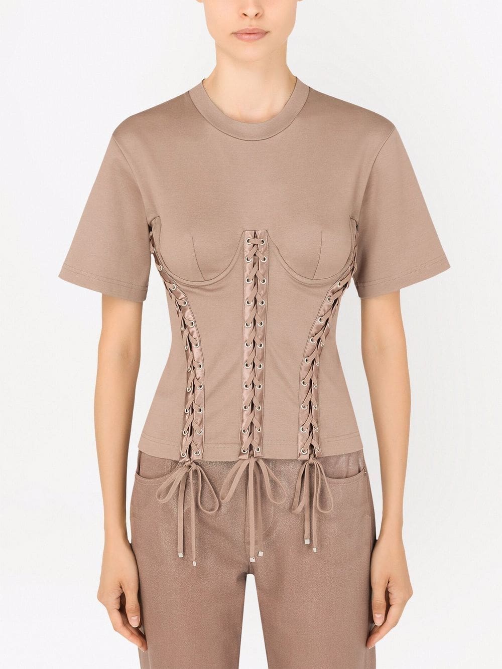 Dolce & Gabbana eyelet-detail corset T-shirt - Image 3