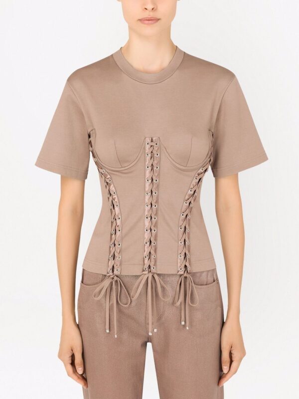 Dolce & Gabbana  corset-style cotton T-shirt - Image 3