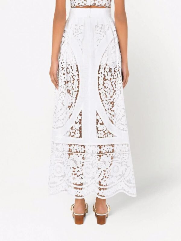 Dolce & Gabbana  floral-lace embroidered high-waisted skirt - Image 4