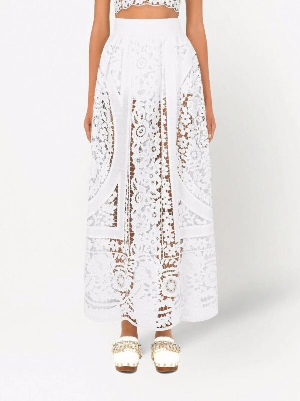 Dolce & Gabbana  floral-lace embroidered high-waisted skirt - Image 3