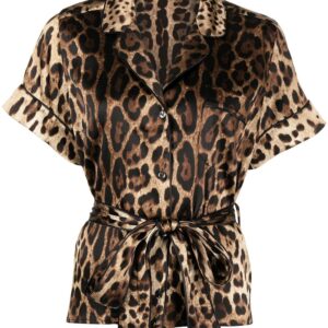 Dolce & Gabbana leopard-print belted silk shirt