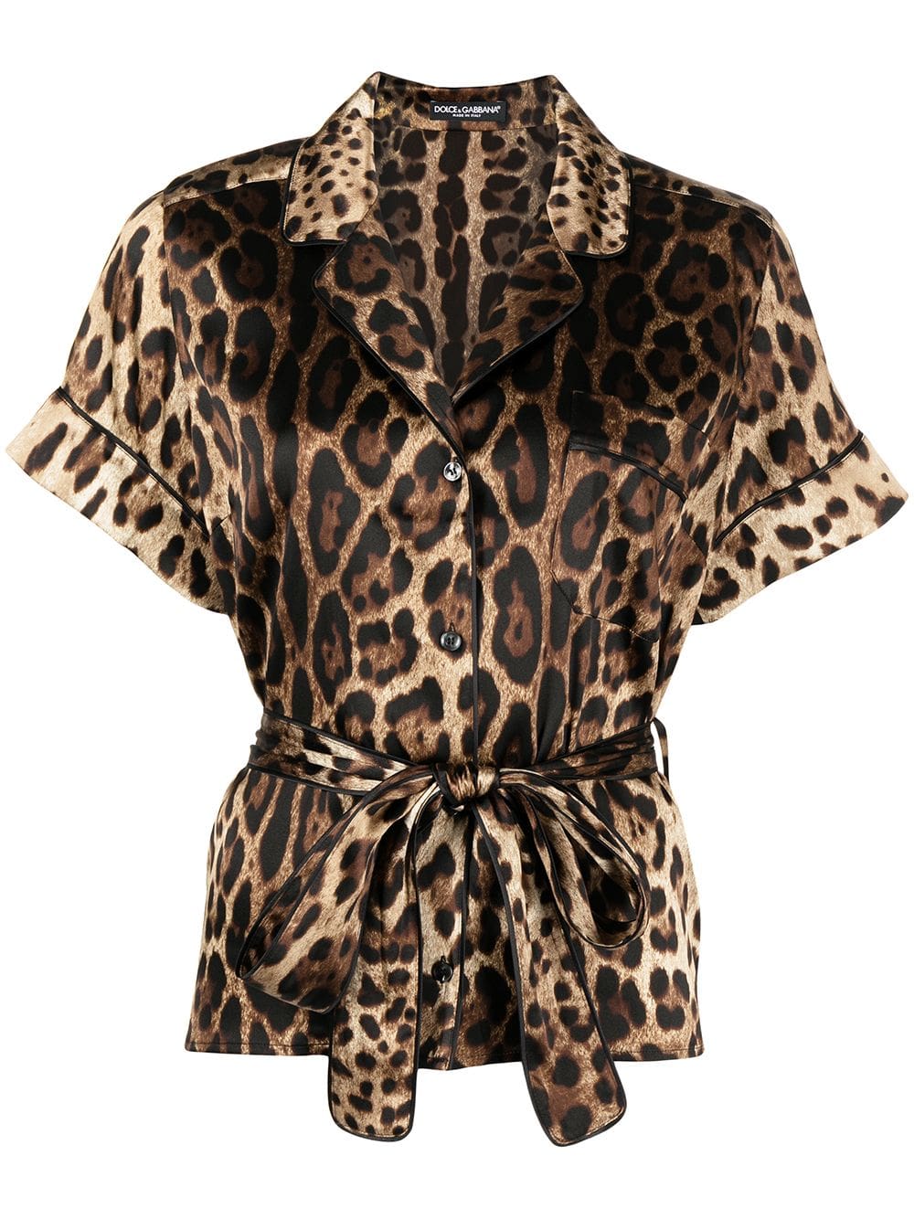 Dolce & Gabbana leopard-print belted silk shirt
