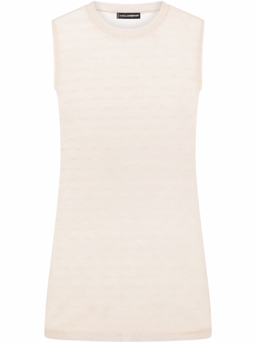 Dolce & Gabbana semi-sheer logo embroidered tank top
