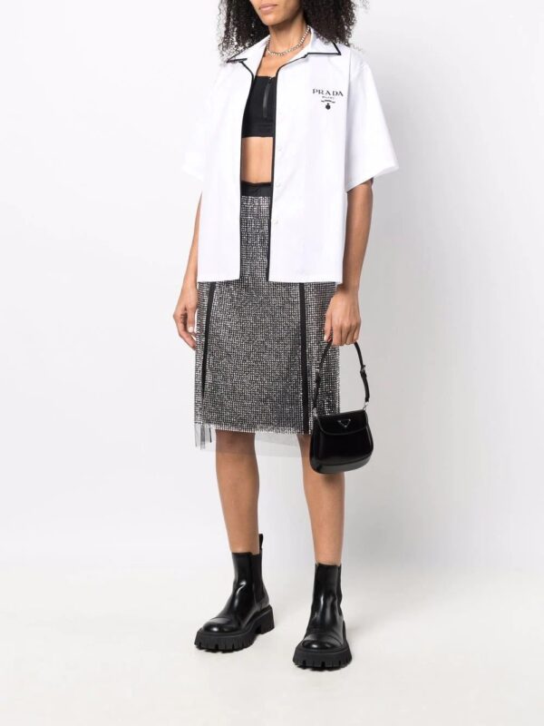 Prada  crystal-embellished satin-trim skirt - Image 2