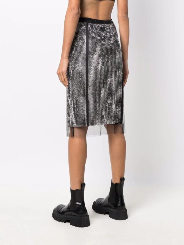 Prada  crystal-embellished satin-trim skirt - Image 4
