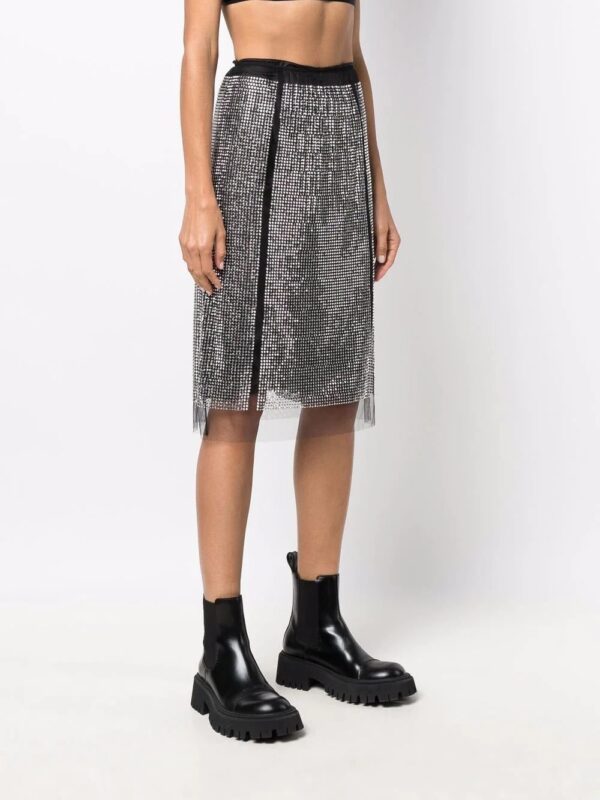 Prada  crystal-embellished satin-trim skirt - Image 3