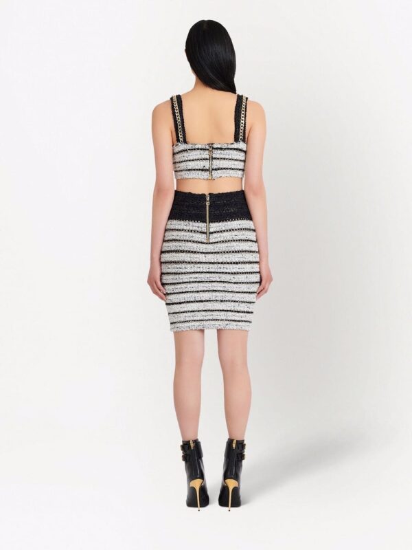 Balmain chain-straps tweed crop top - Image 4