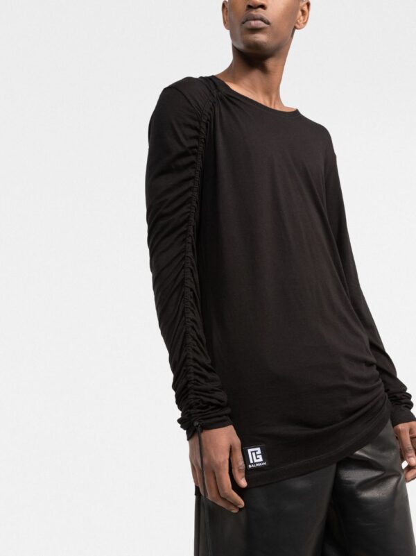 Balmain  long-sleeve drawstring T-shirt - Image 3