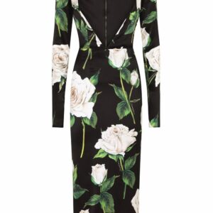 Dolce & Gabbana  rose print cut-out midi dress