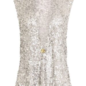 Dolce & Gabbana  glitter-detail plunge neck top