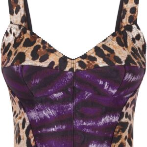 Dolce & Gabbana  zebra-panel leopard-print tank top