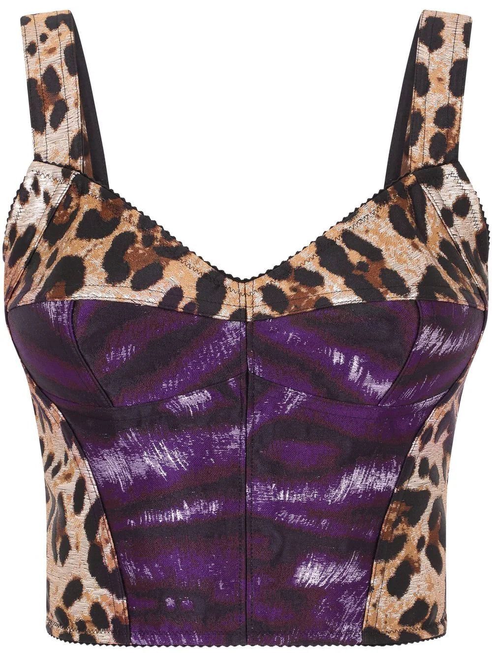 Dolce & Gabbana zebra-panel leopard-print tank top