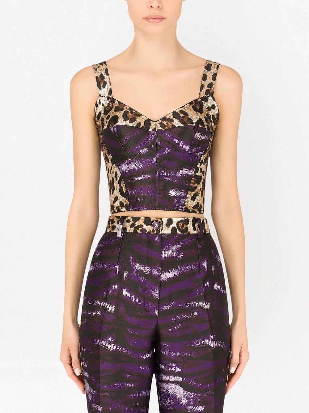 Dolce & Gabbana zebra-panel leopard-print tank top - Image 3