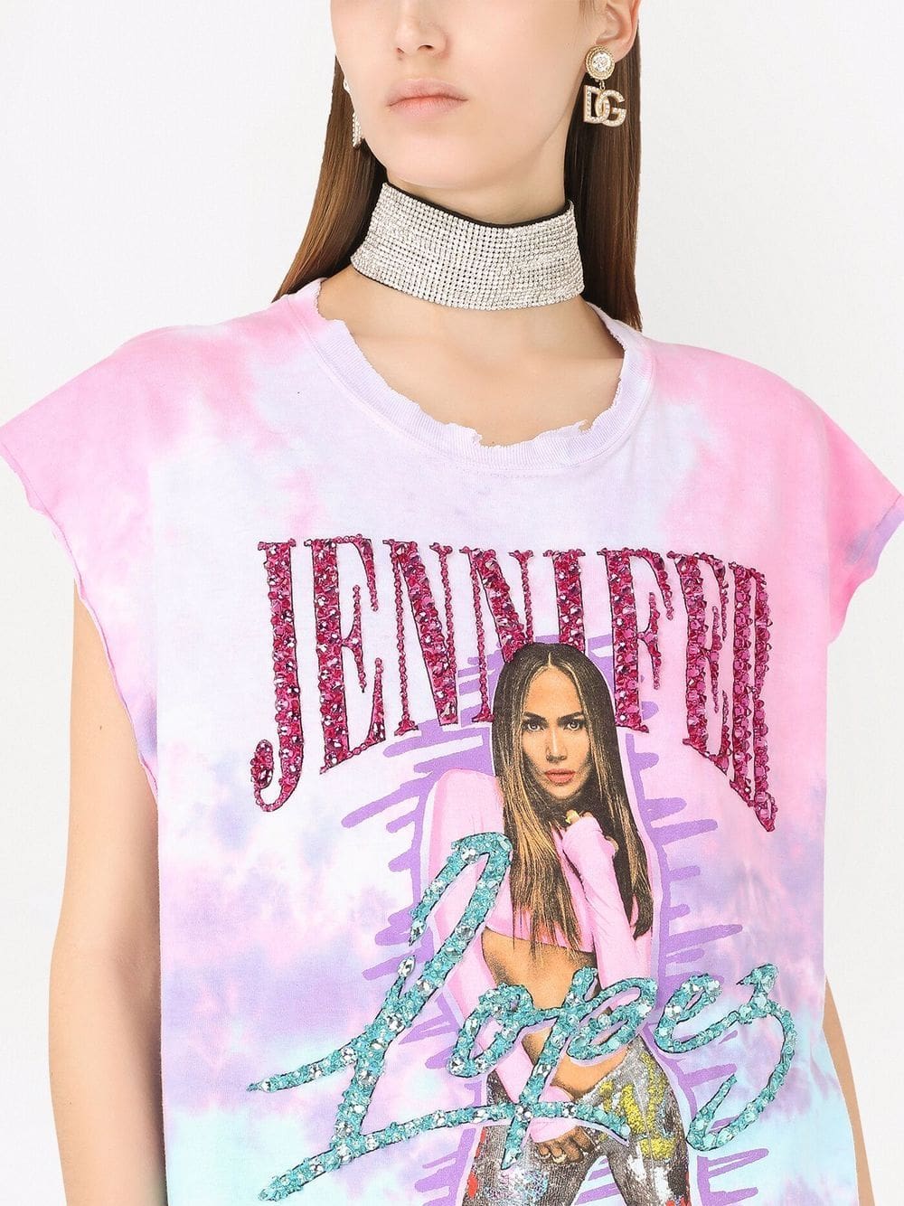 Dolce & Gabbana Jennifer embellished tie-dye T-shirt - Image 5