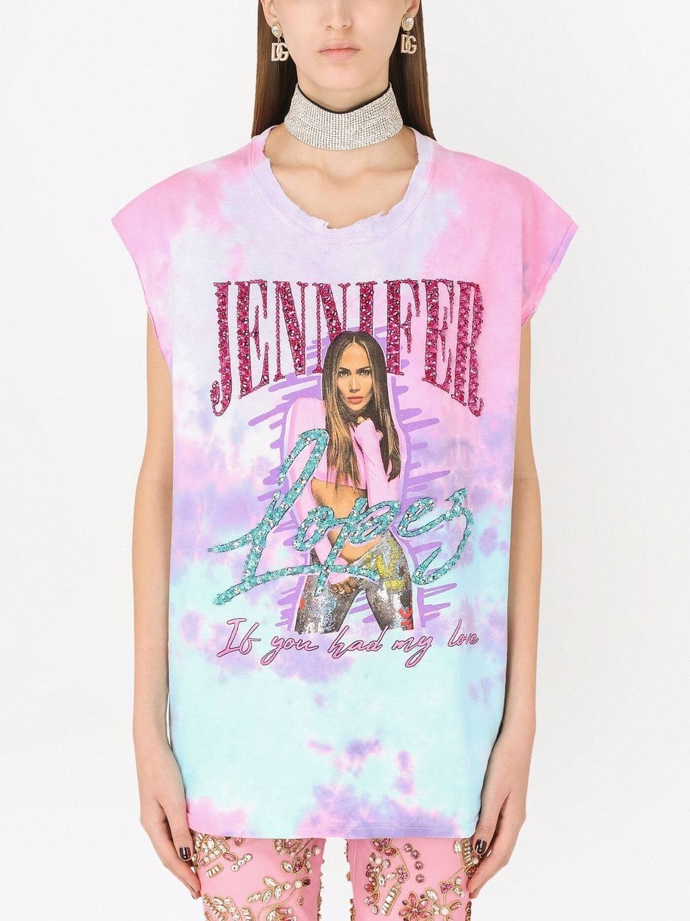 Dolce & Gabbana Jennifer embellished tie-dye T-shirt - Image 3