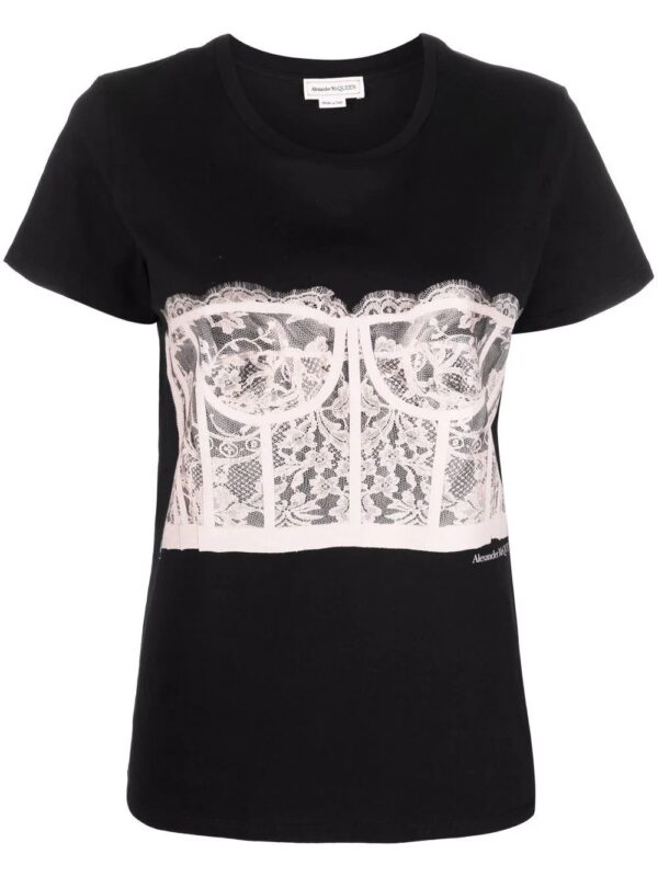 Alexander McQueen  Corset-print cotton T-shirt