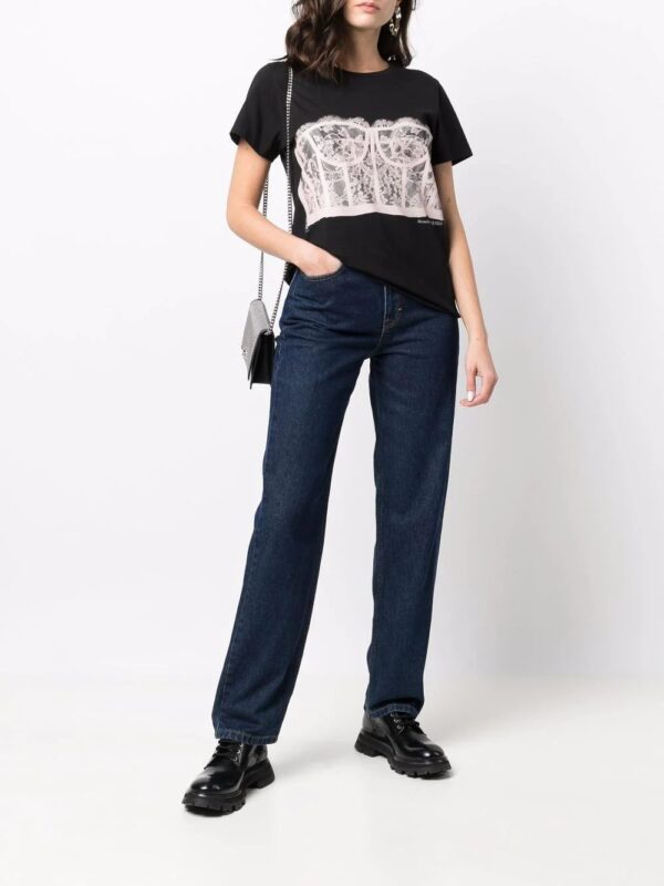 Alexander McQueen  Corset-print cotton T-shirt - Image 2