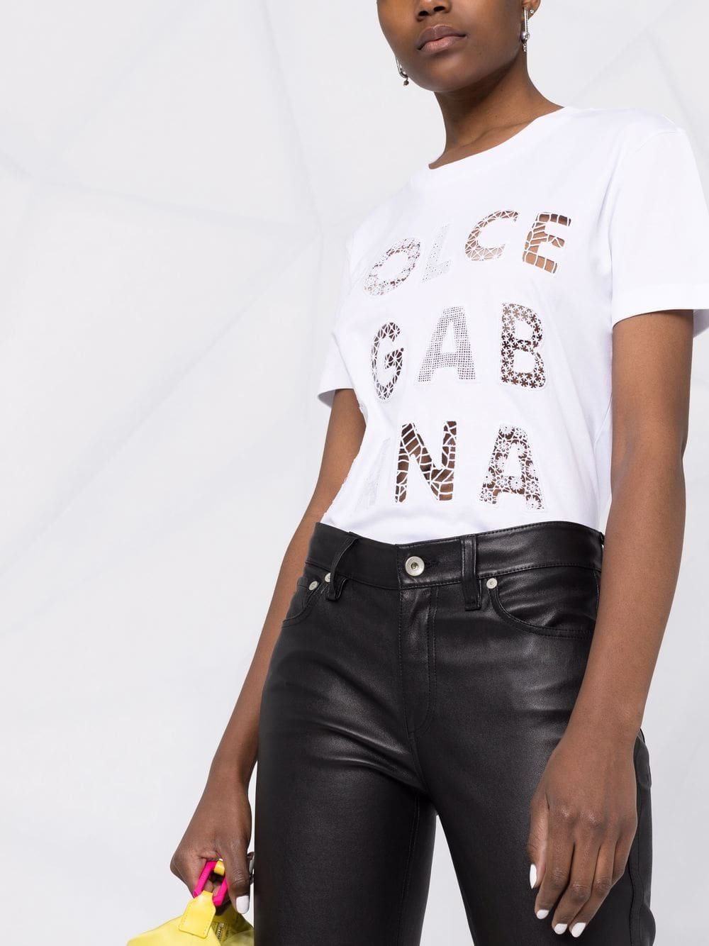 Dolce & Gabbana openwork-logo cotton T-shirt - Image 5